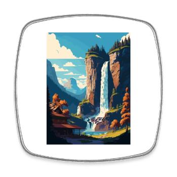 Staubbach Falls Schweiz Vintage Reiseposter - Viereckiger Kühlschrankmagnet - Weiß - Vorne