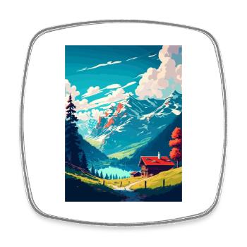 Schrattenfluh Switzerland Vintage Travel Poster - Square fridge magnet - white - Front