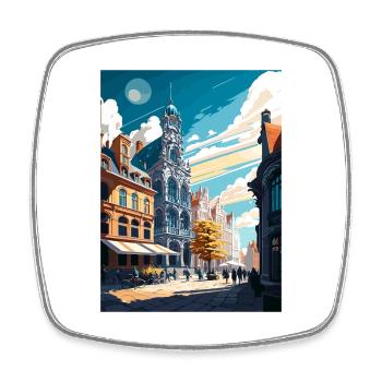 Leige Belgique Vintage voyage affiche WPA Souvenir - Magnet carré - blanc - Devant