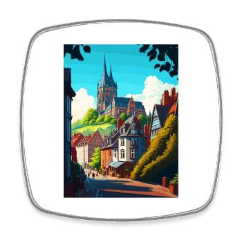 Marburg Deutschland Vintage Reiseposter WPA Souvenir - Viereckiger Kühlschrankmagnet - Weiß - Vorne