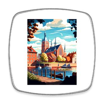 Orebro Sweden Vintage Travel Poster WPA Souvenir - Square fridge magnet - white - Front