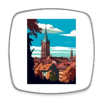 Freiburg Im Breisgau Germany Vintage Travel Poster - Square fridge magnet - white - Front