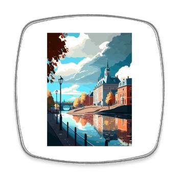 Karlstad Sweden Vintage Travel Poster WPA Souvenir - Square fridge magnet - white - Front
