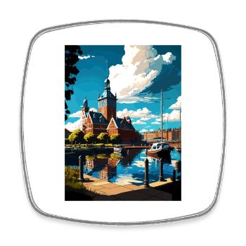 Helsingborg Schweden Vintage Reiseposter Souvenir - Viereckiger Kühlschrankmagnet - Weiß - Vorne