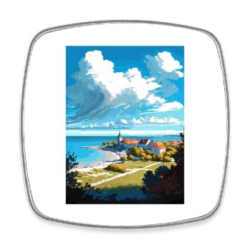Gotland Schweden Vintage Reiseposter WPA Souvenir - Viereckiger Kühlschrankmagnet - Weiß - Vorne