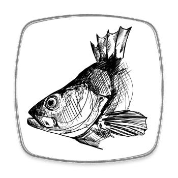 Perche - Pêche à la perche - Poisson préféré - Magnet carré - blanc - Devant