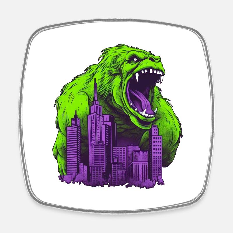 Gorilla 07 - Square fridge magnet - white