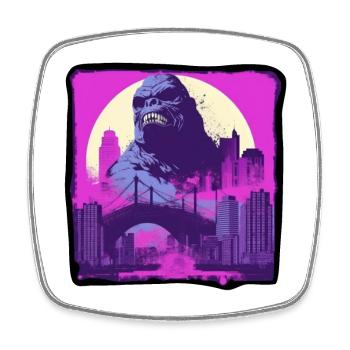 Gorilla 05 - Square fridge magnet - white - Front