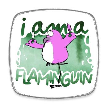 I am a Flaminguin - Square fridge magnet - white - Front