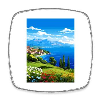 Lake Garda Decoration Vintage Travel Poster WPA - Square fridge magnet - white - Front