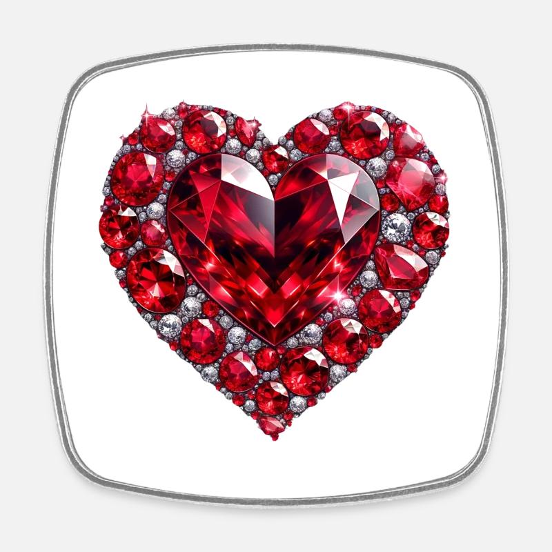 Crystal Love Ruby - Square fridge magnet - white