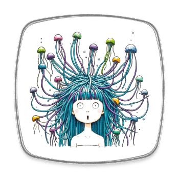 jellyfish girl qualle tier trend 2024 haircut - Viereckiger Kühlschrankmagnet - Weiß - Vorne