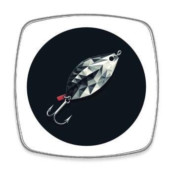 Blinker Köder Diamond Lure Emblem - Viereckiger Kühlschrankmagnet - Weiß - Vorne
