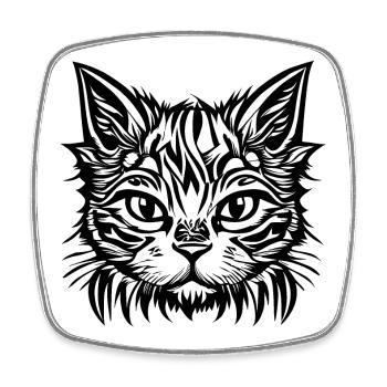 Manga Comic Cat "House Tiger" - Square fridge magnet - white - Front