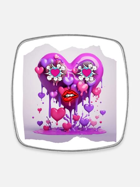 Funny heart - Square fridge magnet - white
