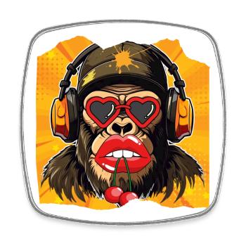 Monkey & Cherry - Square fridge magnet - white - Front