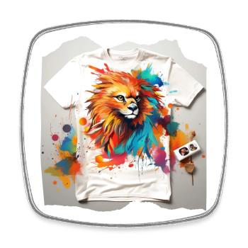 Painted lion - Square fridge magnet - white - Front