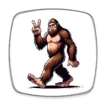 Bigfoot Joyeux en Promenade - Magnet carré - blanc - Devant