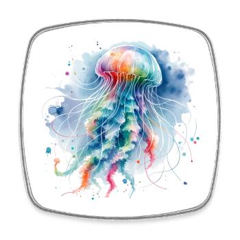 Méduse Aquarelle Coloré Tendance Animal - Magnet carré - blanc - Devant