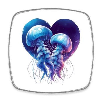 qualle herz aquarell v-day tiere liebe geschenk - Viereckiger Kühlschrankmagnet - Weiß - Vorne