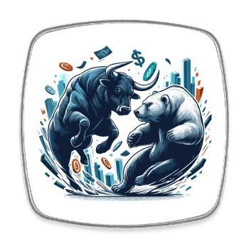 Finance Taurus Bear Fight Wall Street Gift - Square fridge magnet - white - Front