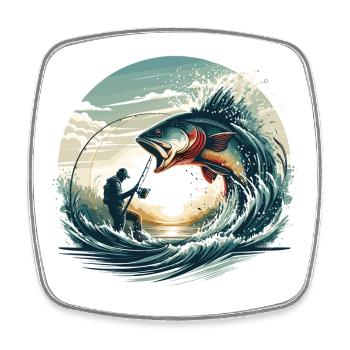 Angeln Angler Dynamik Geschenk - Viereckiger Kühlschrankmagnet - Weiß - Vorne