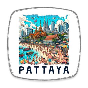 Pattaya Thailand Strand Design - Viereckiger Kühlschrankmagnet - Weiß - Vorne