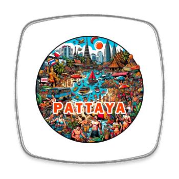 Pattaya Thailand Design - Square fridge magnet - white - Front