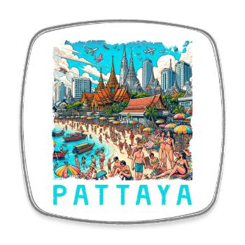 Pattaya Thailand beach design - Square fridge magnet - white - Front