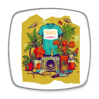 Travel More - Square fridge magnet - white - Front