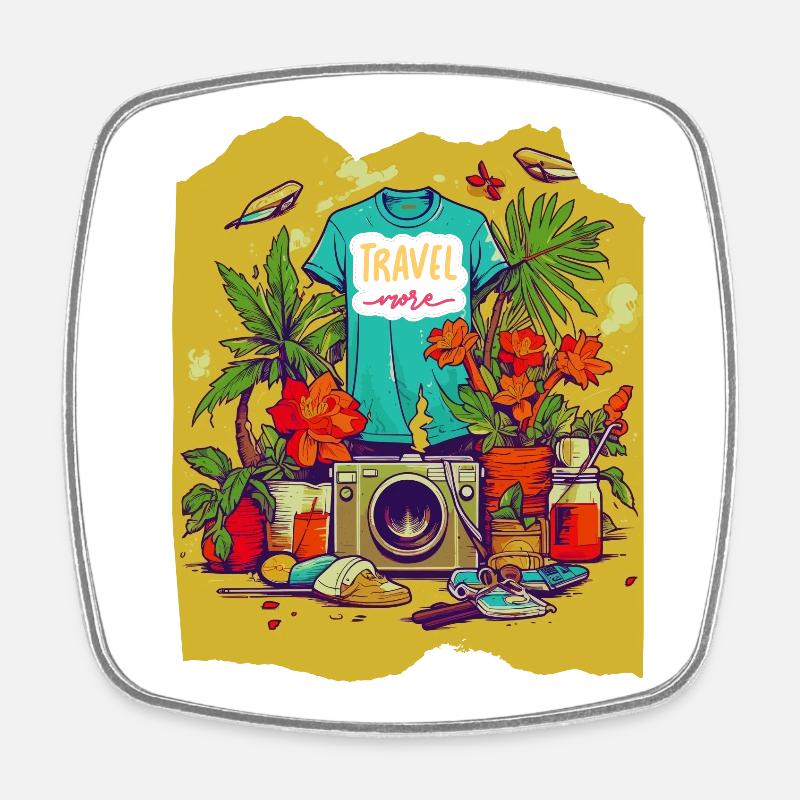 Travel More - Square fridge magnet - white