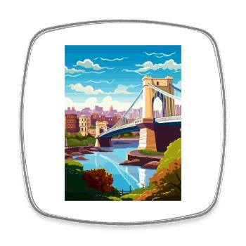 Bristol England Bridge Vintage Travel Poster WPA - Square fridge magnet - white - Front