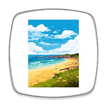 Porthgwidden Beach Cornwall Vintage Reiseposter - Viereckiger Kühlschrankmagnet - Weiß - Vorne