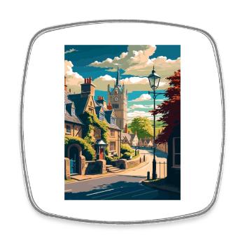 Bourton On The Hill England Vintage Reiseposter - Viereckiger Kühlschrankmagnet - Weiß - Vorne