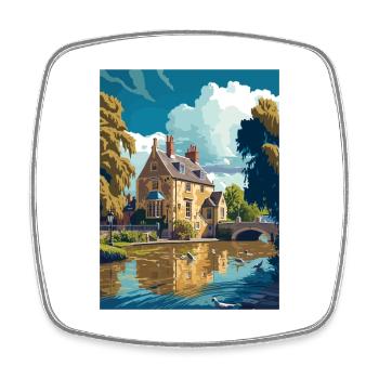 Bourton auf dem Wasser England Vintage Reiseposter - Viereckiger Kühlschrankmagnet - Weiß - Vorne