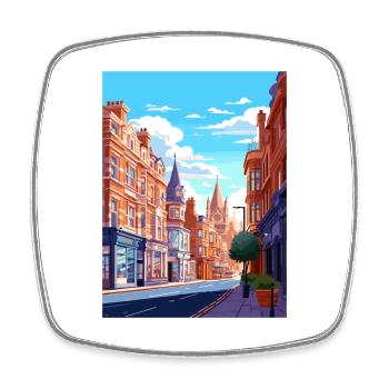 Oxford Street London England Vintage Reiseposter - Viereckiger Kühlschrankmagnet - Weiß - Vorne