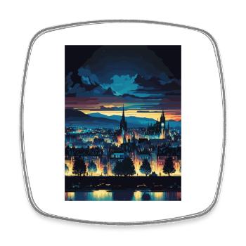 Invernessscape European Scotland Travel Poster - Square fridge magnet - white - Front