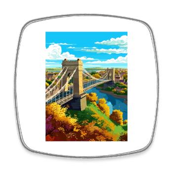 Bristol England Bridge Vintage Travel Poster WPA - Square fridge magnet - white - Front