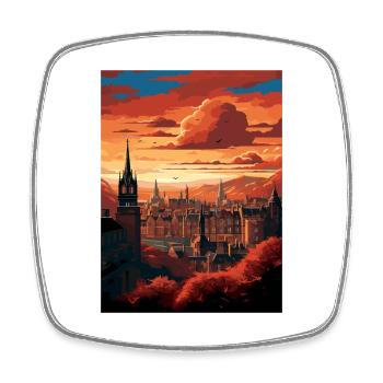 Edinburghscape European Scotland affiche de voyage - Magnet carré - blanc - Devant