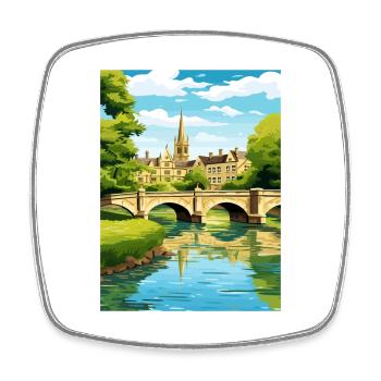 Bourton auf dem Wasser England Vintage Reiseposter - Viereckiger Kühlschrankmagnet - Weiß - Vorne