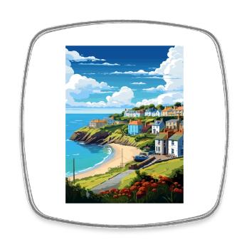 Das Roseland Peninsula Cornwall Reiseposter - Viereckiger Kühlschrankmagnet - Weiß - Vorne