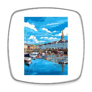 Padstow Harbour Padstowwall Cornwall Reiseposter - Viereckiger Kühlschrankmagnet - Weiß - Vorne
