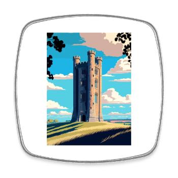 Broadway Tower England Cotswold Reiseposter - Viereckiger Kühlschrankmagnet - Weiß - Vorne