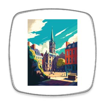 Aberdeen Scotlandscape Vintage Reiseposter WPA - Viereckiger Kühlschrankmagnet - Weiß - Vorne