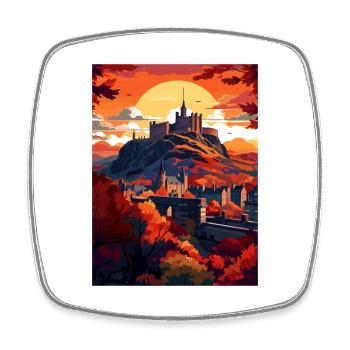 Edinburghscape European Scotland affiche de voyage - Magnet carré - blanc - Devant