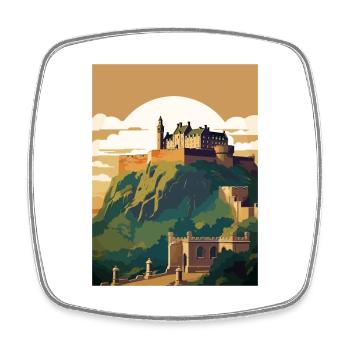Edinburghscape European Scotland affiche de voyage - Magnet carré - blanc - Devant