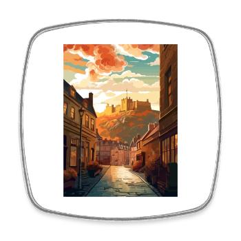 Edinburghscape European Scotland affiche de voyage - Magnet carré - blanc - Devant