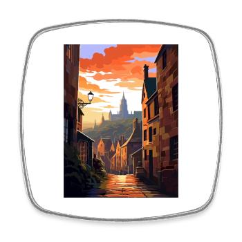 Edinburghscape European Scotland affiche de voyage - Magnet carré - blanc - Devant