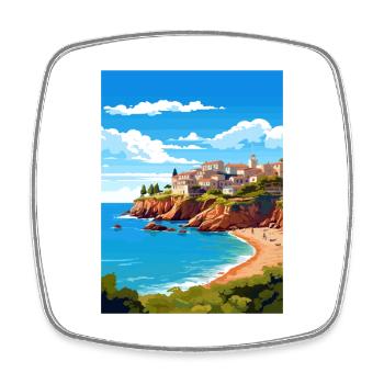Costa Brava Spanien Vintage Reiseposter Souvenir - Viereckiger Kühlschrankmagnet - Weiß - Vorne