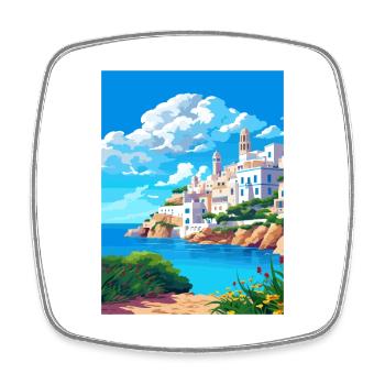 Ibiza Spanien Vintage Reiseposter WPA Souvenir - Viereckiger Kühlschrankmagnet - Weiß - Vorne